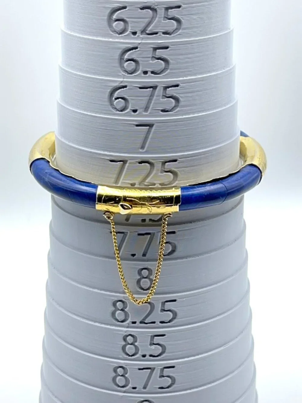 Vintage Blue Stone Gold Tone Hinged Bangle Bracelet